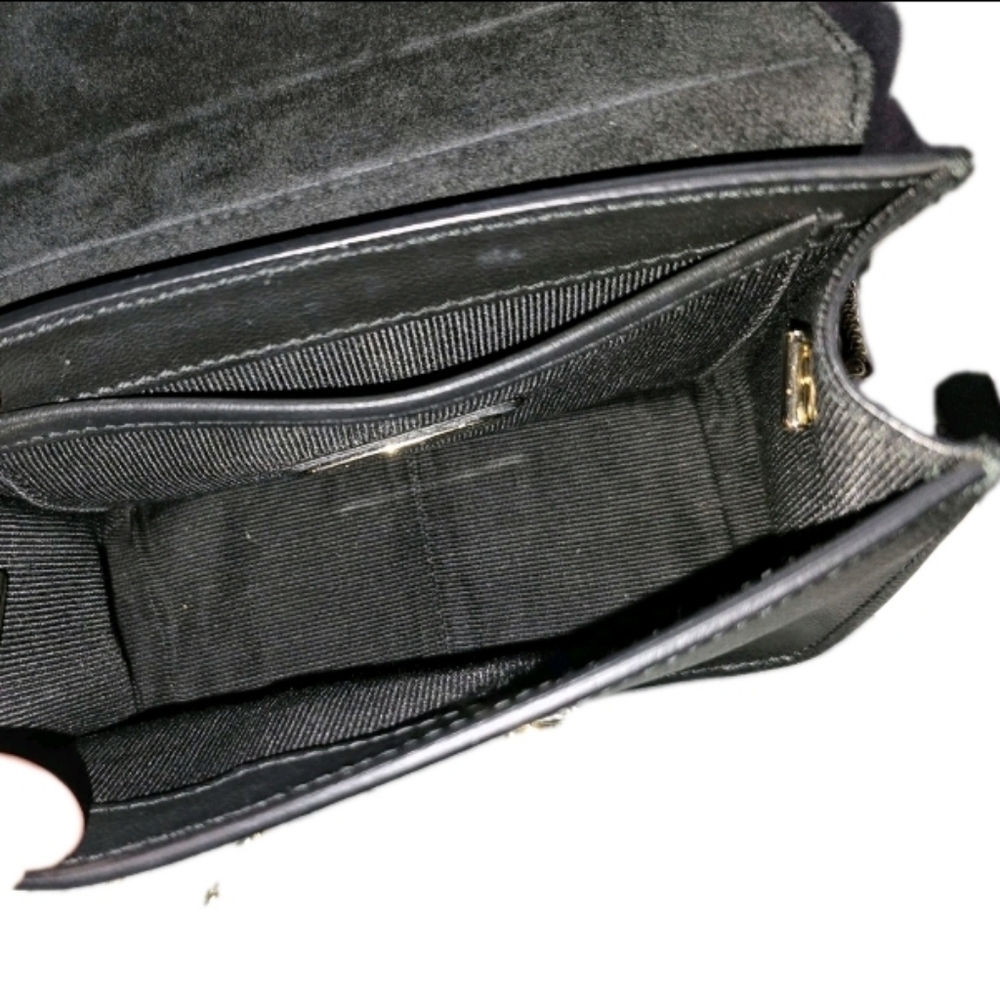 Furla Black Leather Crossbody Bag with Gold Chain, Key, And Authenticity Cards - Picture 2 of 8